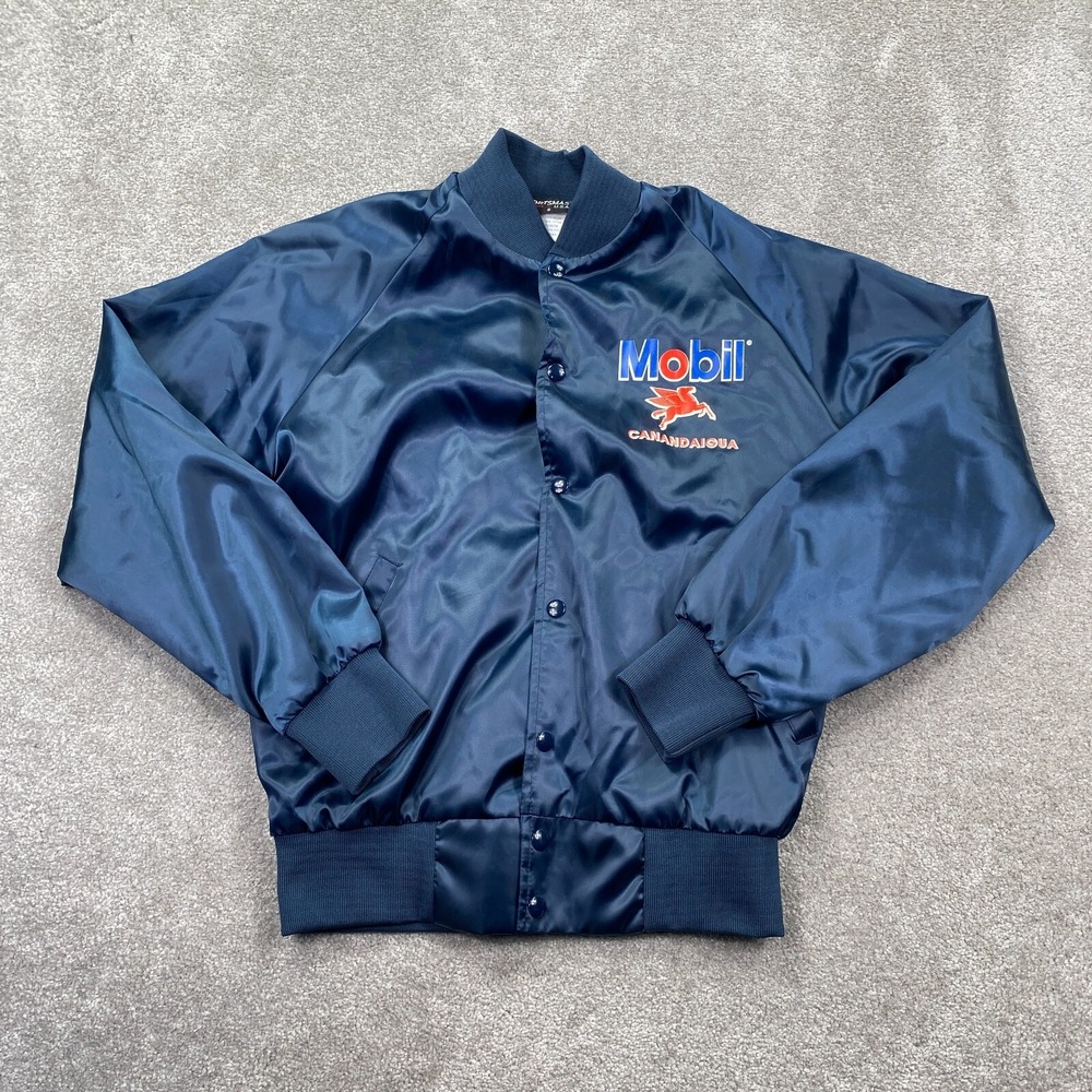 VTG Sports Master Mobil Canadaigua Varsity Jacket Men's‎ Size S Navy Blue